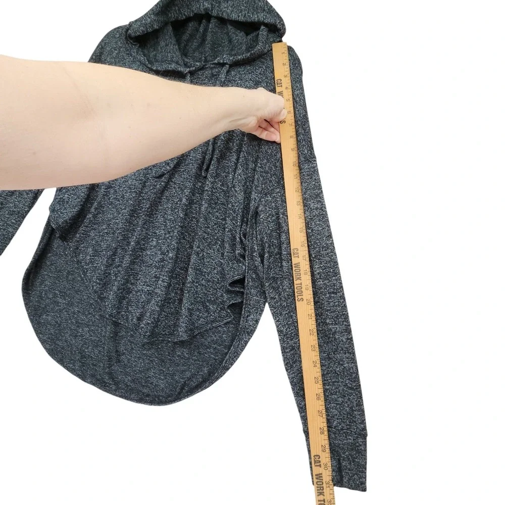 Athleta Lombard Hoodie L Women Gray‎ Heathered Open Back High Low Activewear